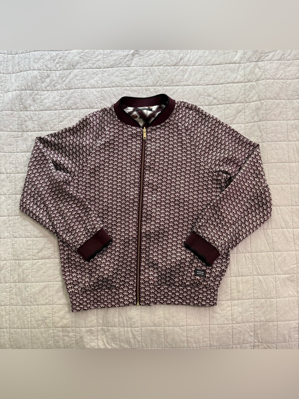Scotch & Soda Burgundy Floral Zip-Up Bomber - Picture 3 of 6